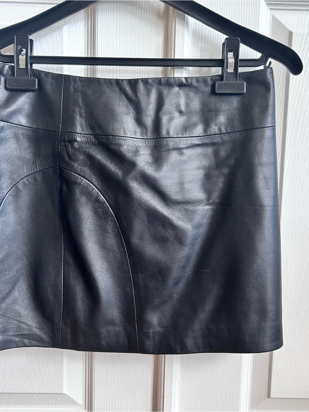 L.A.M.B. Black Leather Mini Skirt. Elegant yet sexy. Turn heads with it.